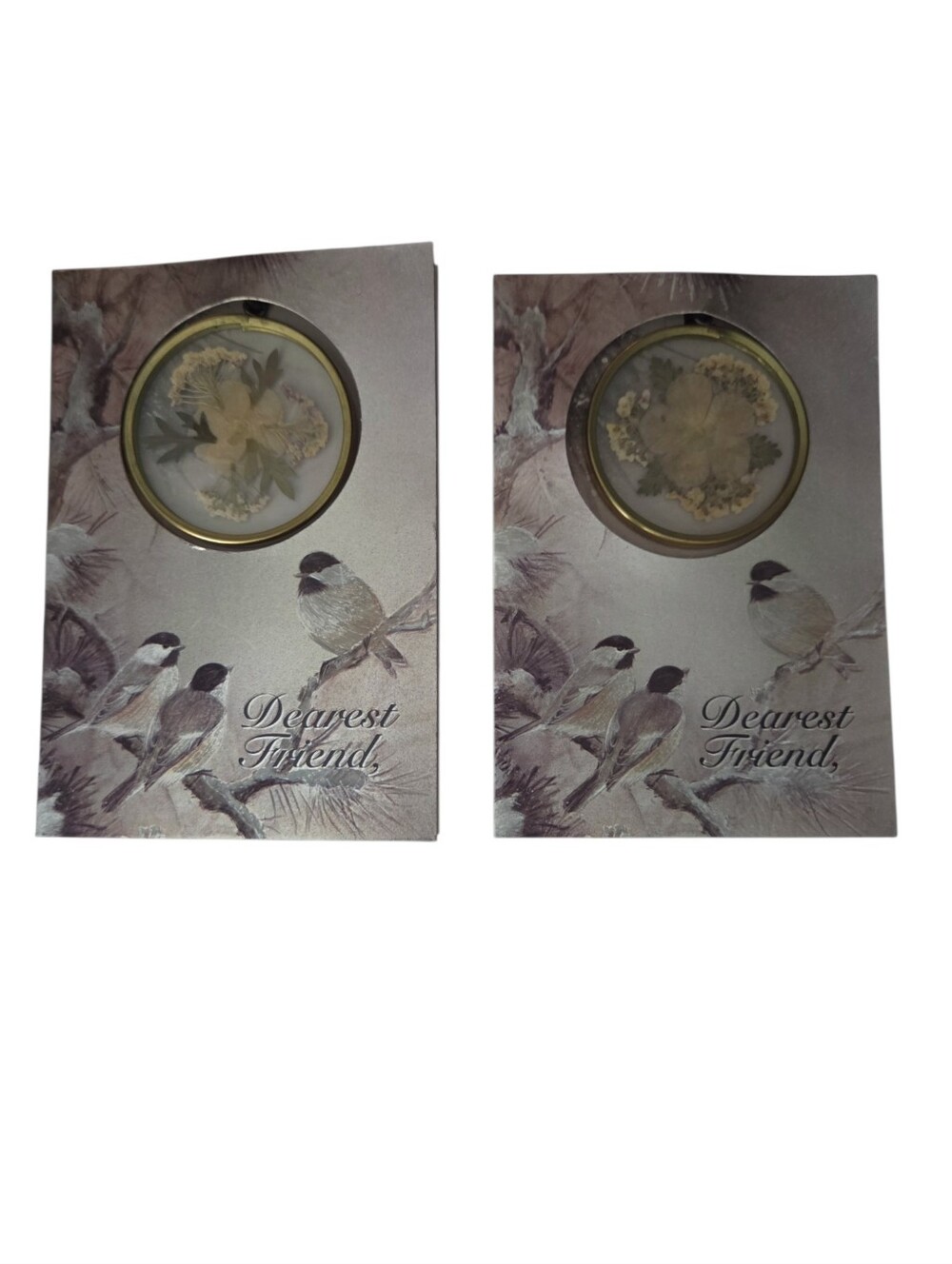Vintage Dearest Friend Card With A Gift Of 2" Diameter Dried Floral Sun-catcher